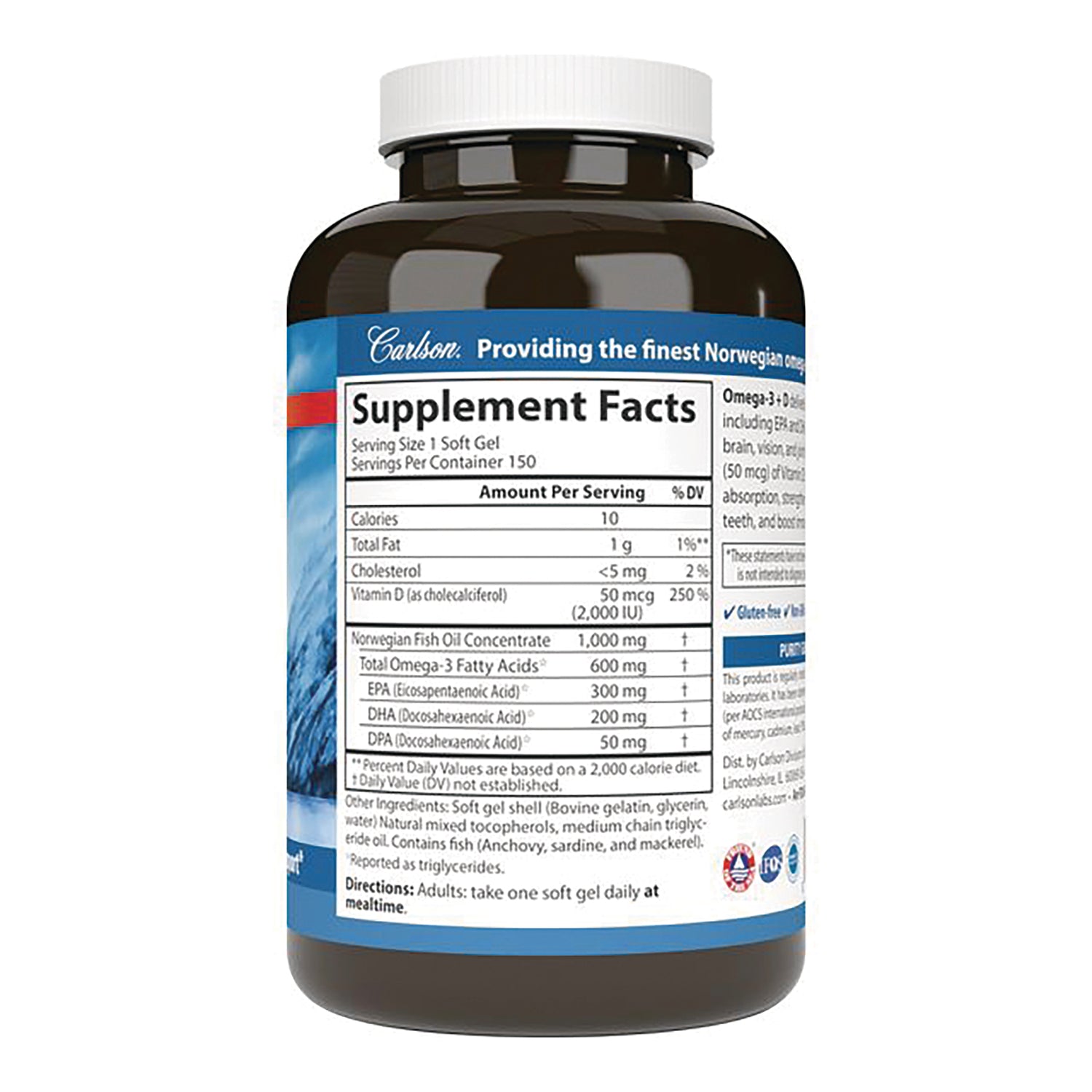 CSN332 | supplement facts and ingredients panel on back of brown supplement bottle