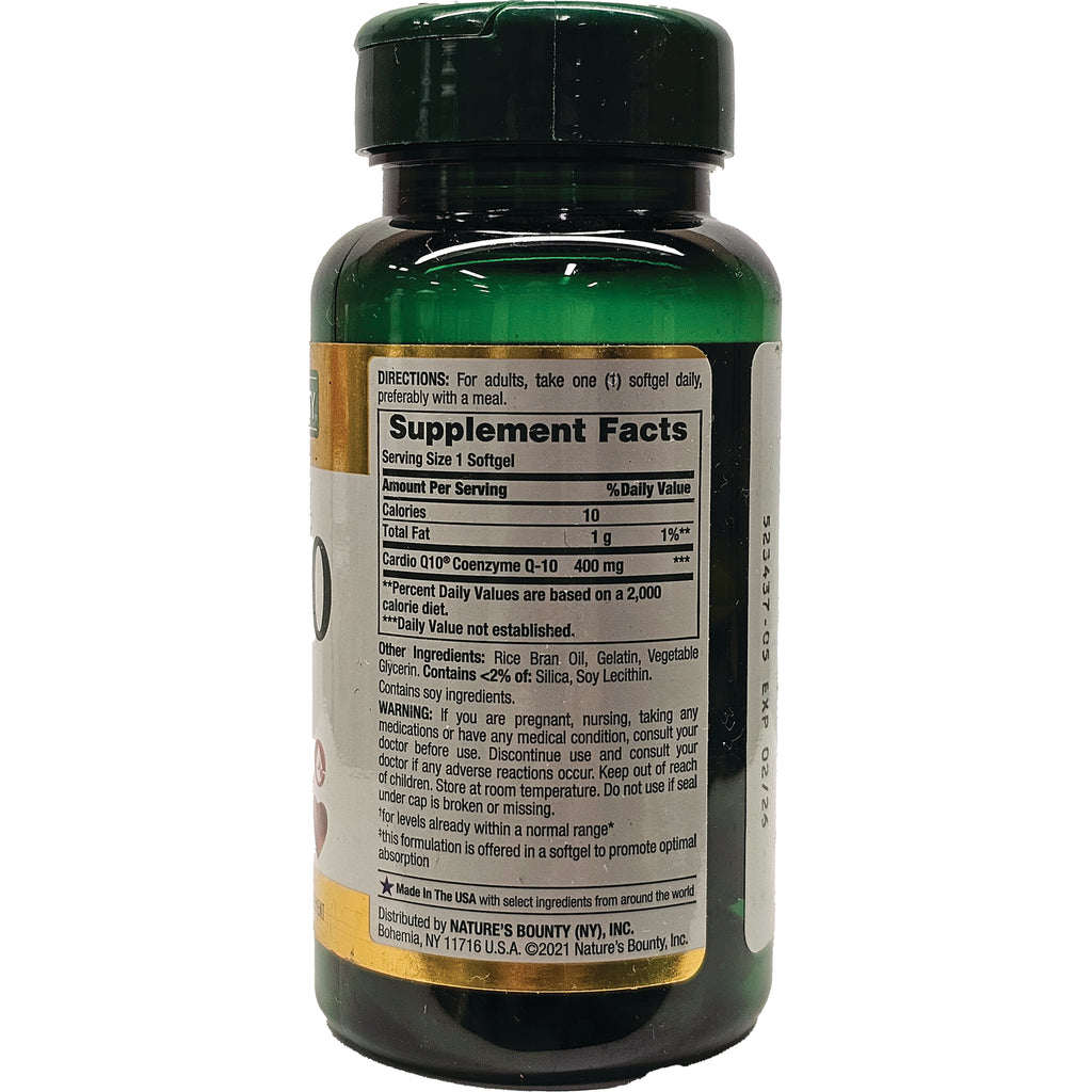 NBY026 | Back of green supplement bottle showing Supplement Facts panel, ingredients and directions - Thumbnail