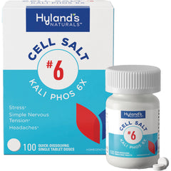 HY267 | Hyland's Naturals Cell Salt #6 Kali Phos 6X box and bottle with two tablets, 100 quick-dissolving single tablet doses