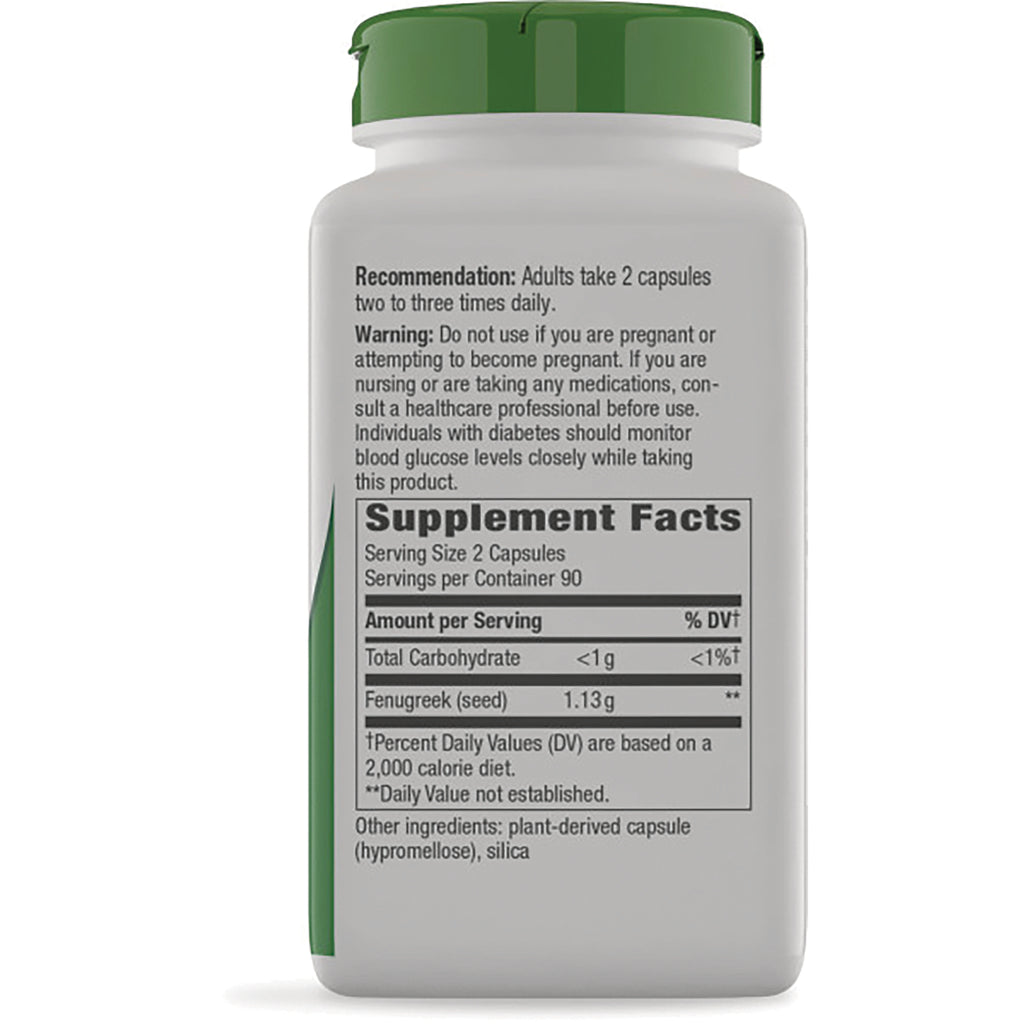 NW599 | Back of white supplement bottle with green cap showing Supplement Facts panel, serving size and warning text - Thumbnail