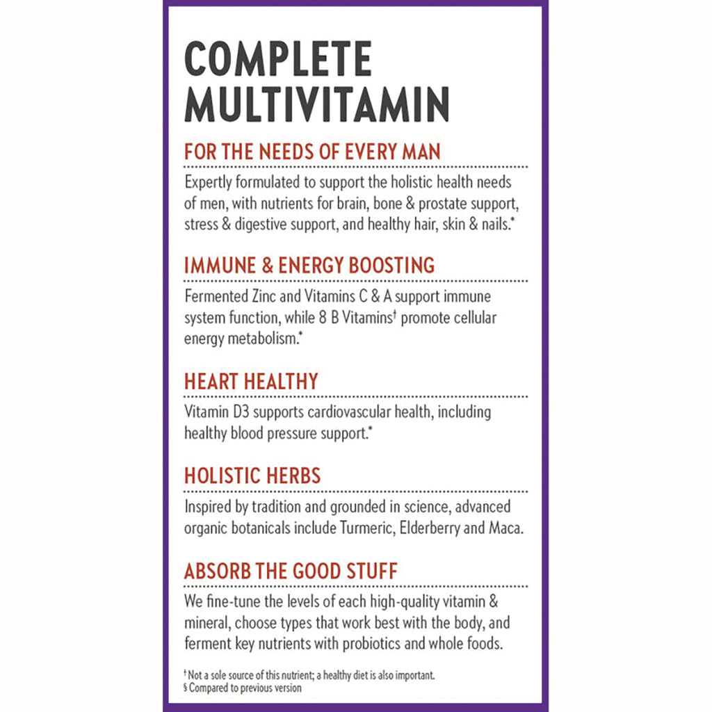 NWC137 | Complete multivitamin infographic listing benefits: immune and energy, heart health, holistic herbs, improved absorption - Thumbnail