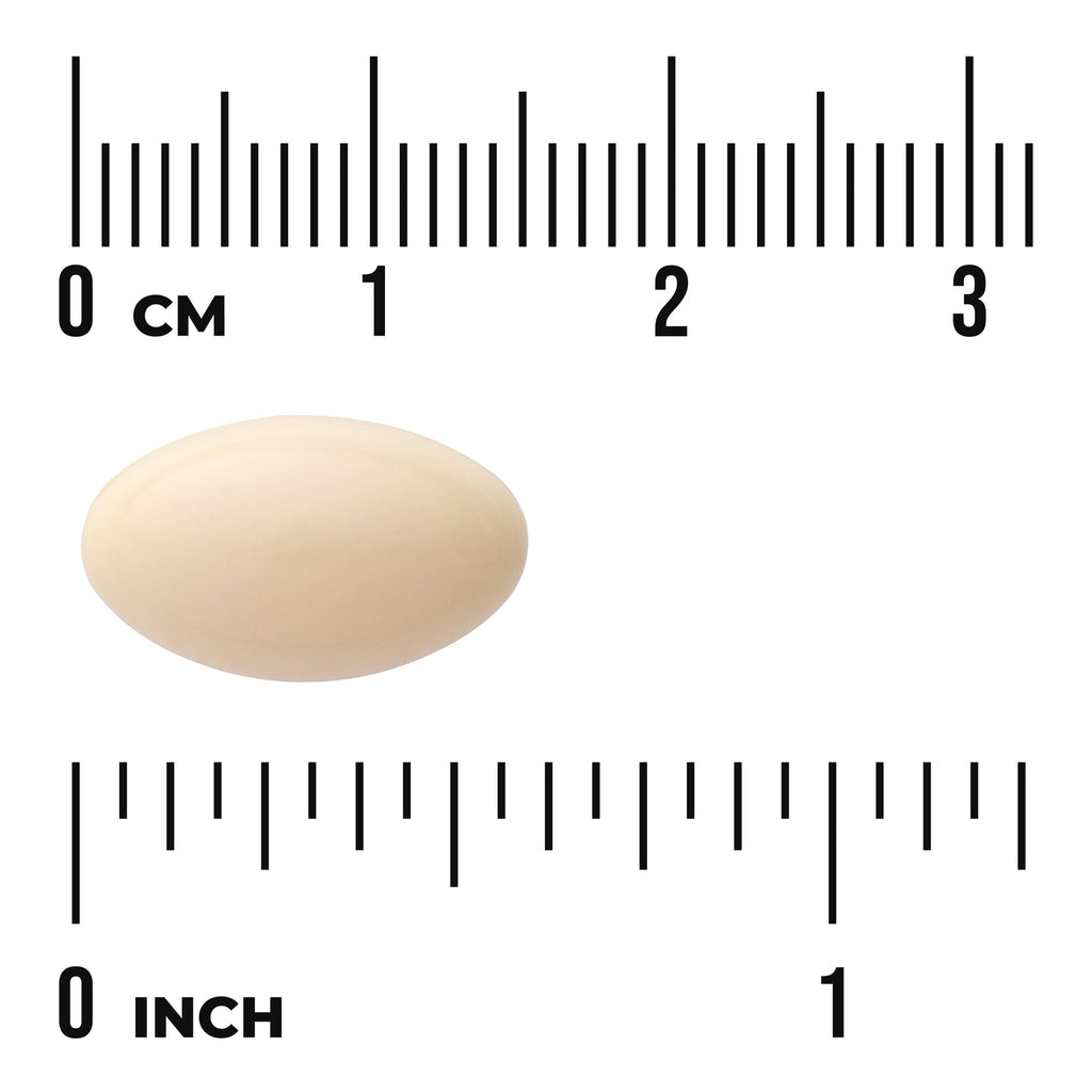 SWU750 | Beige oval tablet next to centimeter and inch rulers showing scale, visible text 'CM' and 'INCH' - Thumbnail