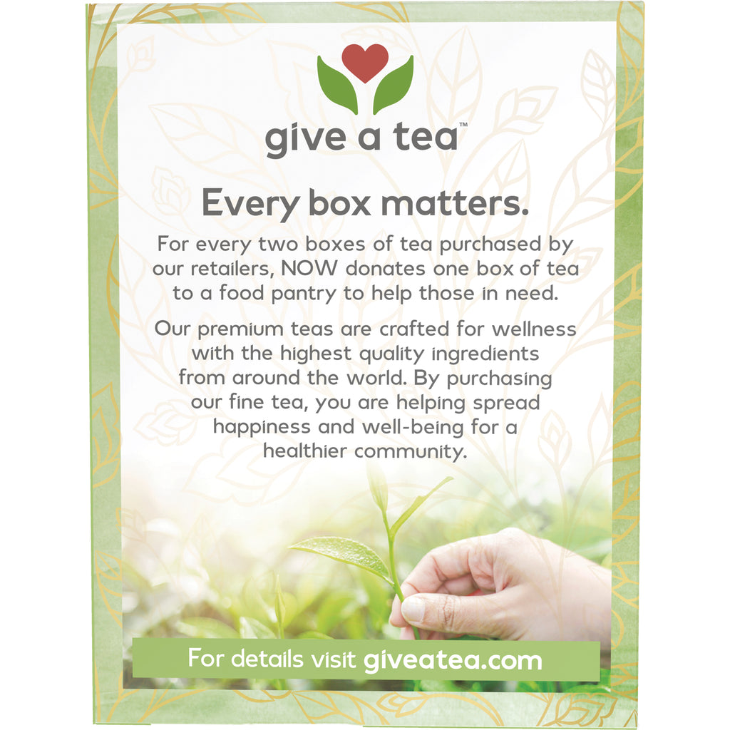 NWF1098 | give a tea product infographic stating Every box matters donation program with hand holding a tea leaf - Thumbnail