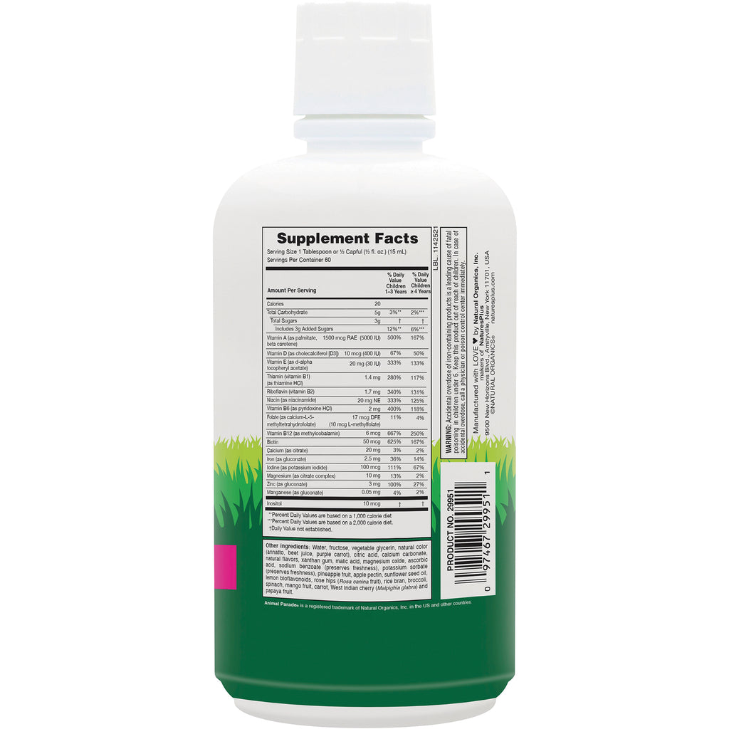 NTP050 | Back of white supplement bottle showing Supplement Facts panel and barcode over green grass design - Thumbnail
