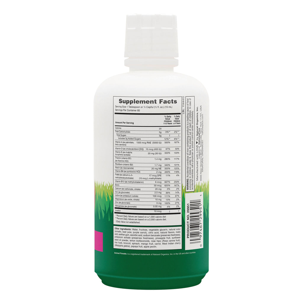 NTP050 | Back of white supplement bottle showing Supplement Facts panel and barcode over green grass design - Thumbnail
