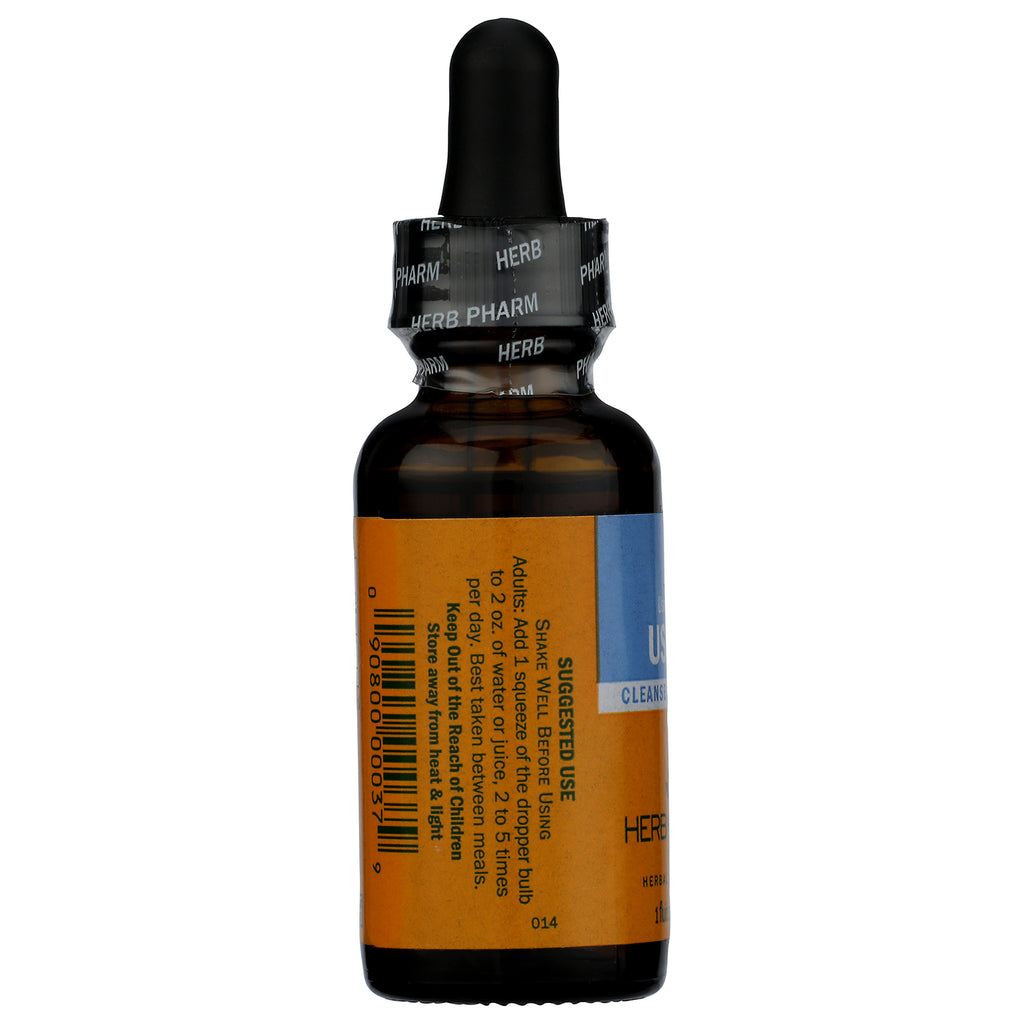 Amber dropper bottle with black cap and orange label, showing suggested use instructions - Thumbnail