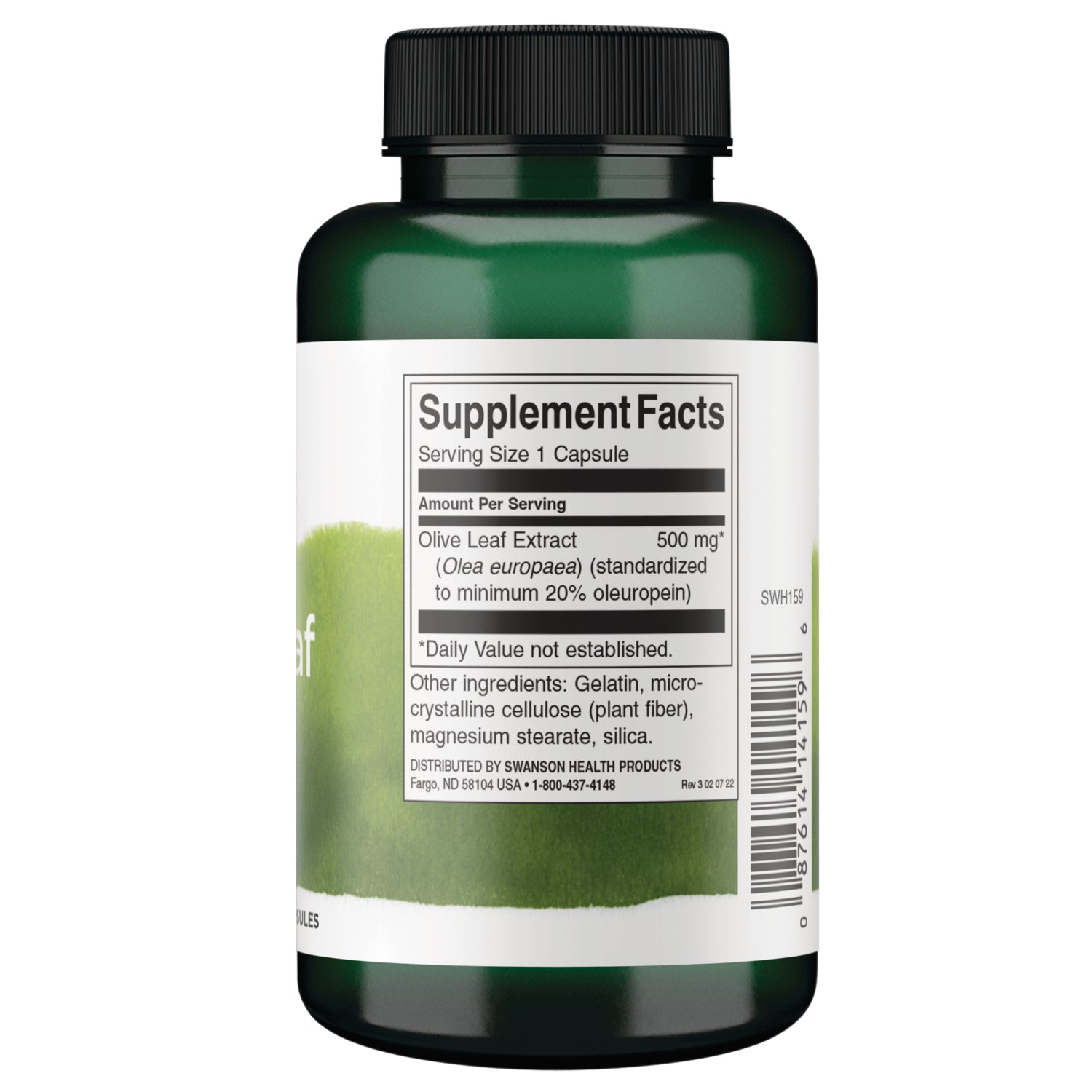 SWH159 | Back label with supplement facts and serving information