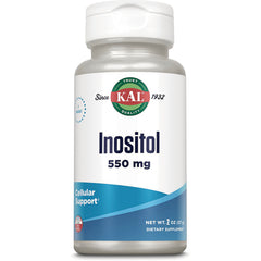 KL522 | KAL Inositol 550 mg dietary supplement bottle, front label showing Cellular Support and net wt 2 oz