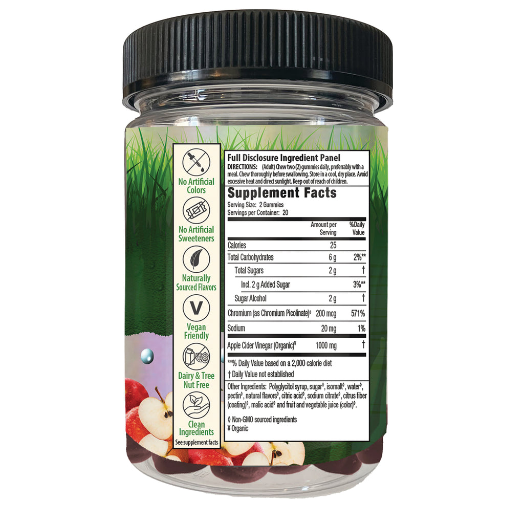 IR305 | Back label showing Supplement Facts panel, ingredient list, and green icons for vegan, no artificial colors, dairy and tree nut free - Thumbnail