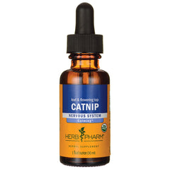 HPH092 | amber dropper bottle labeled CATNIP Nervous System Calming Herb Pharm herbal supplement 1 fl oz