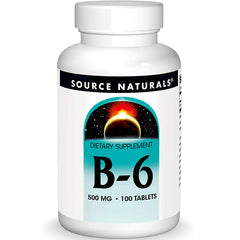 SN611 | Source Naturals B-6 dietary supplement bottle, 500 mg, 100 tablets