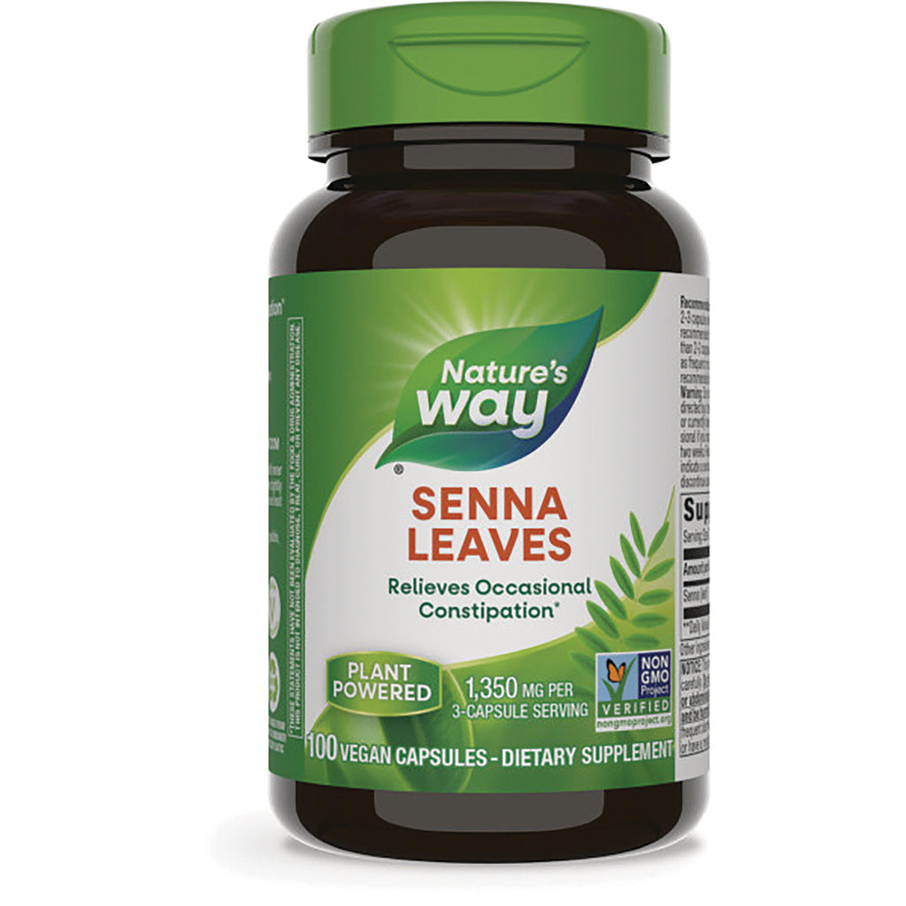 NW167 | Nature's Way Senna Leaves bottle showing front label, 100 vegan capsules, plant powered - Thumbnail