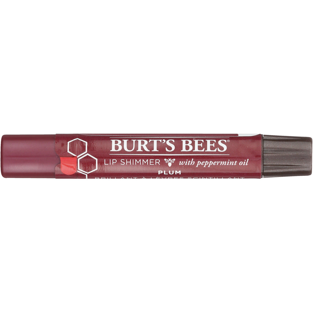 BTB231 | BURT'S BEES Lip Shimmer tube PLUM with peppermint oil on white background - Thumbnail