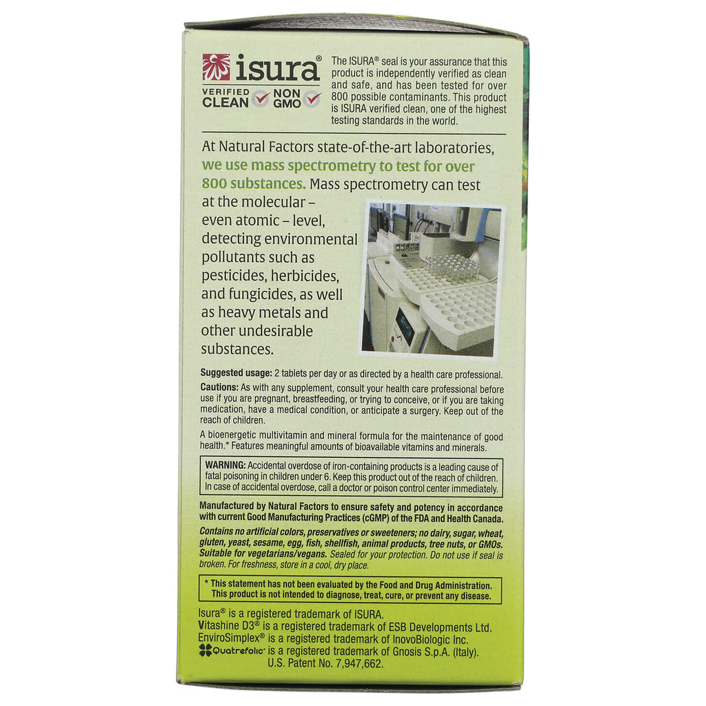 NFC189 | Natural Factors supplement box back with ISURA verified clean label, usage, cautions, and warning text - Thumbnail
