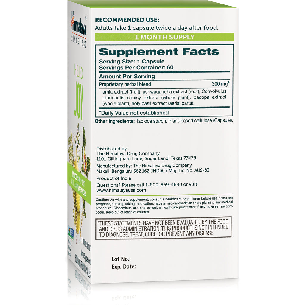 HHH061 | back of supplement box showing Supplement Facts panel, recommended use, other ingredients and manufacturer information - Thumbnail
