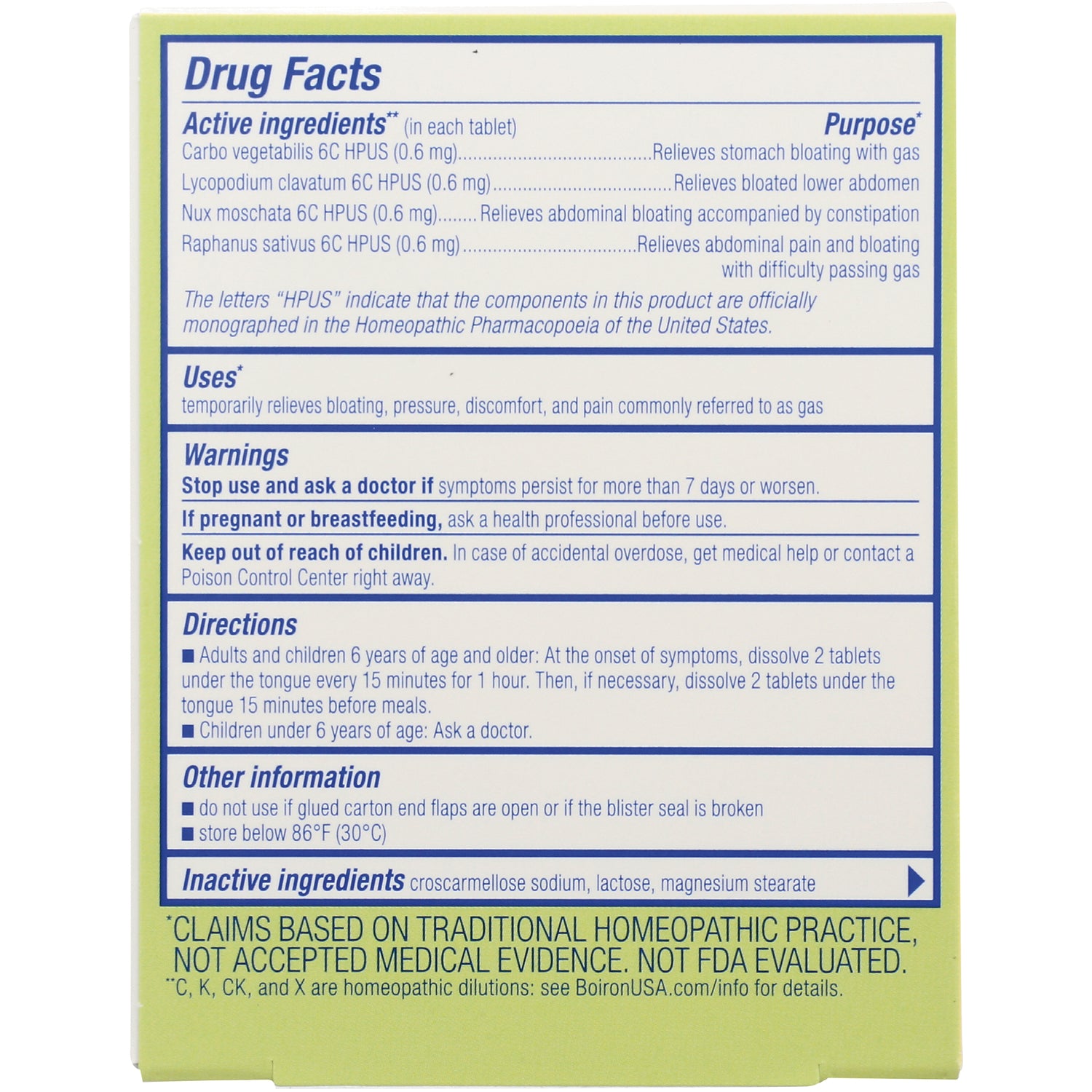 BRN026 | back of box showing Drug Facts panel with active and inactive ingredients, warnings, and directions