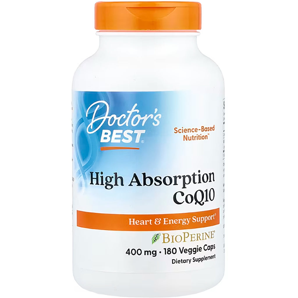 DB241 | Doctor's Best High Absorption CoQ10 bottle front label 400 mg 180 veggie caps with BioPerine - Thumbnail