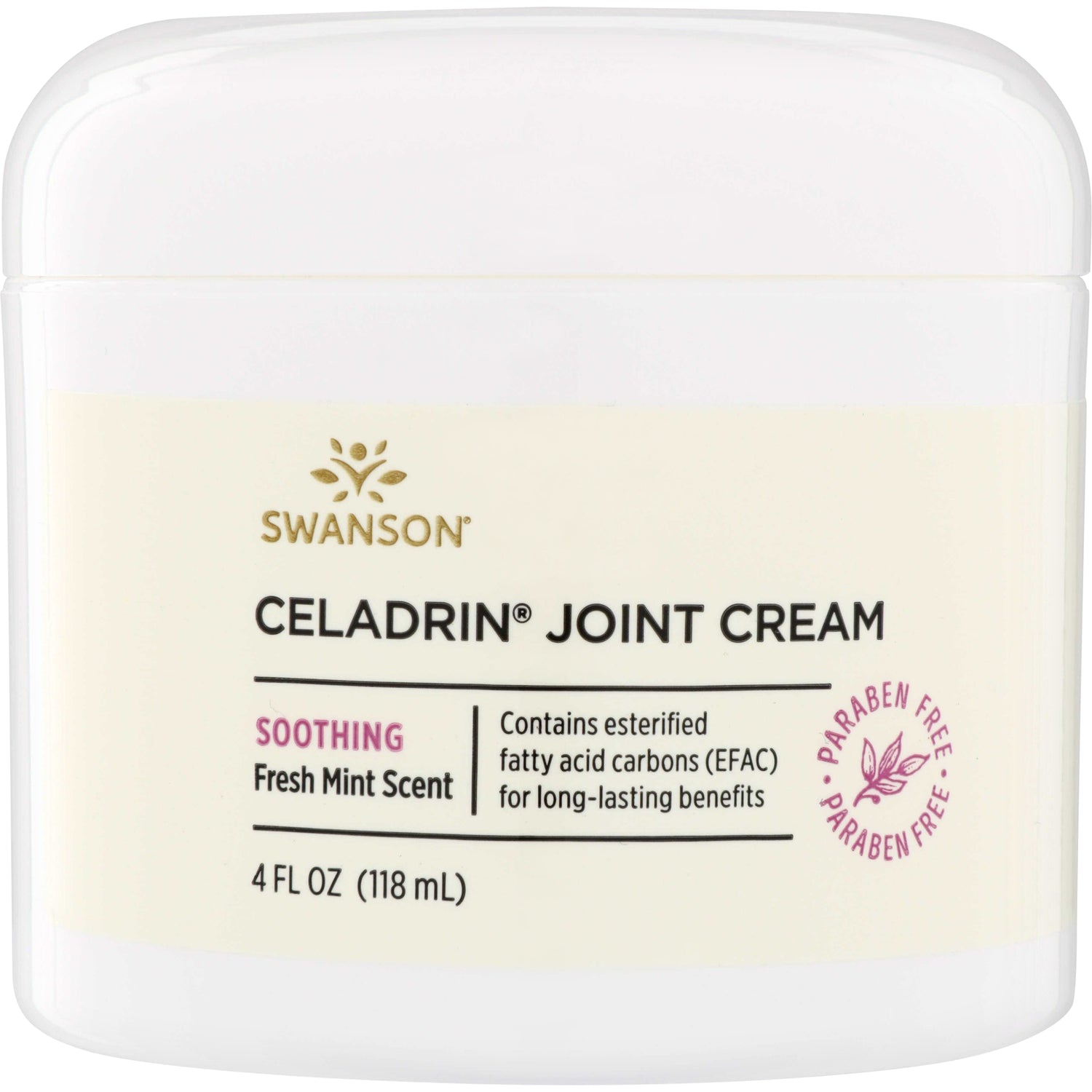 SWU742 | Swanson Celadrin Joint Cream, soothing fresh mint scent, paraben free, 4 fl oz
