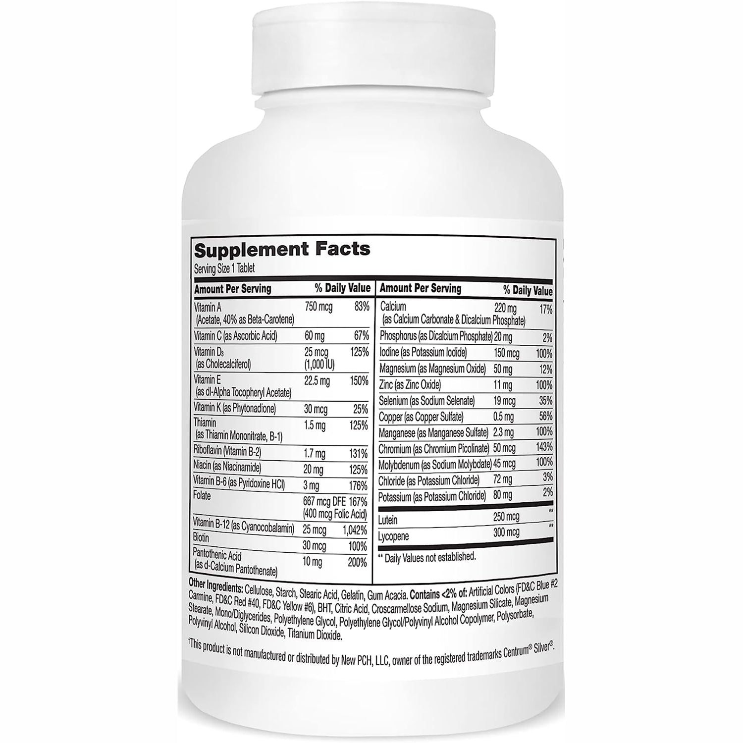 CNT146 | supplement facts back label on white bottle showing nutrition facts and ingredient list