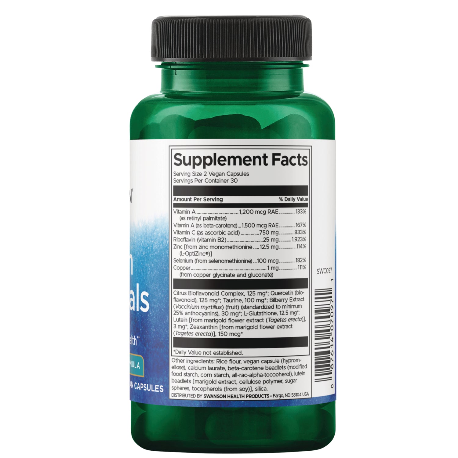 SWC097 | Back label with supplement facts and serving information