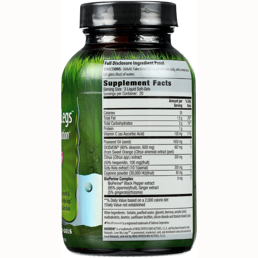 IR194 | back of green supplement bottle showing Supplement Facts panel, serving size 3 Liquid Soft-Gels and ingredient list - Thumbnail