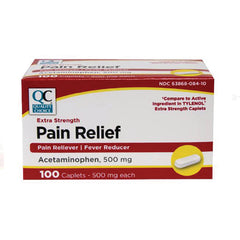 QCH012 | Quality Choice Extra Strength Pain Relief caplets box, Acetaminophen 500 mg, 100 caplets