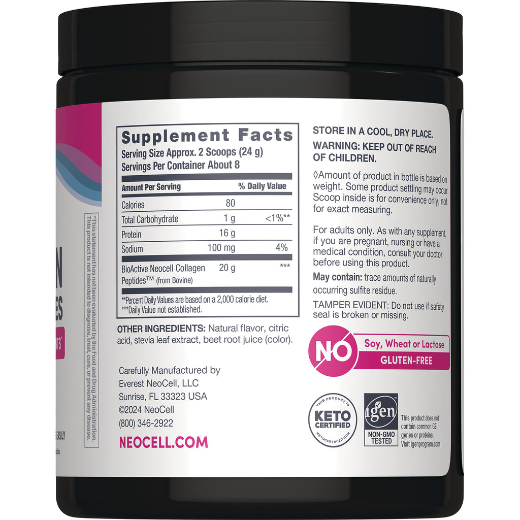 NEC045 | back of supplement jar showing Supplement Facts panel, warnings, ingredients and gluten-free badge - Thumbnail