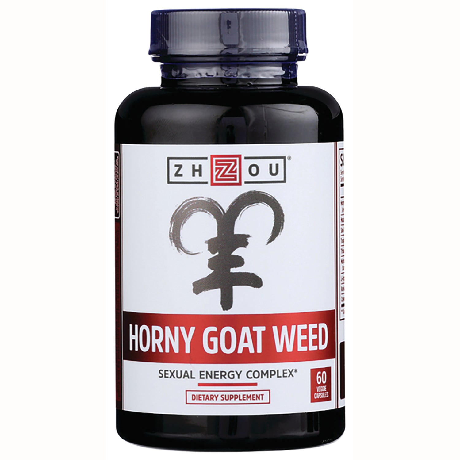 ZOU027 | Zhou Horny Goat Weed supplement bottle, Sexual Energy Complex, 60 veggie capsules