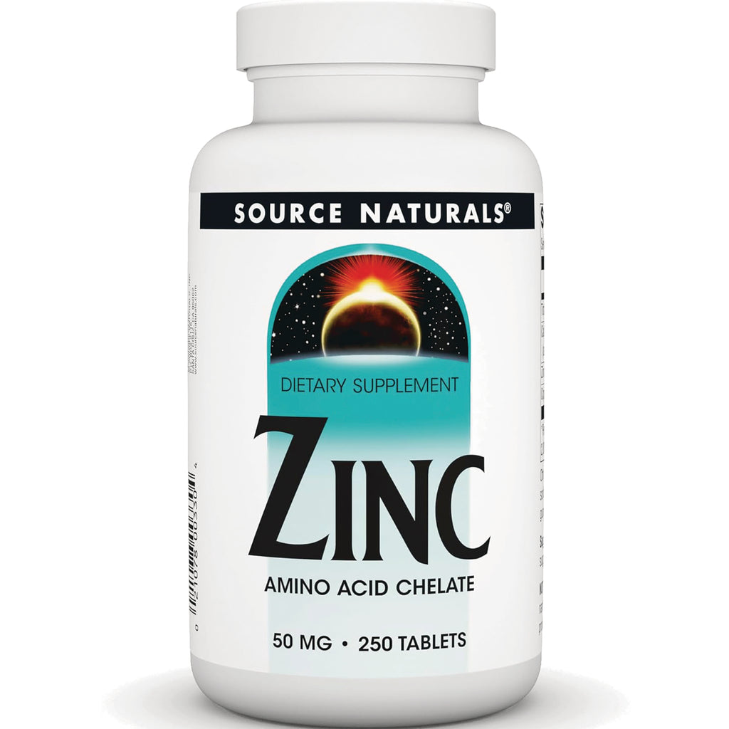 SN580 | Source Naturals Zinc Amino Acid Chelate dietary supplement, 50 mg, 250 tablets - Thumbnail
