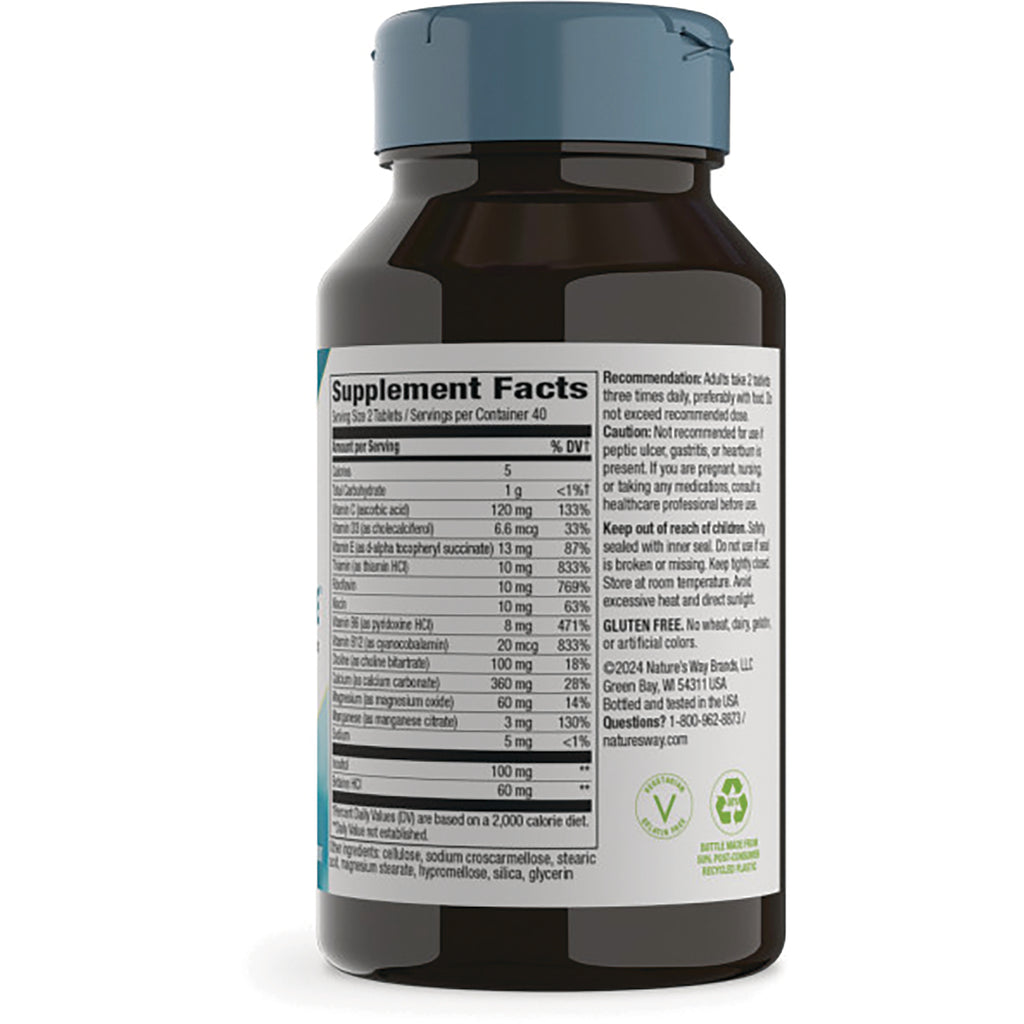 ET401 | back of brown supplement bottle showing Supplement Facts label with ingredients and directions text - Thumbnail
