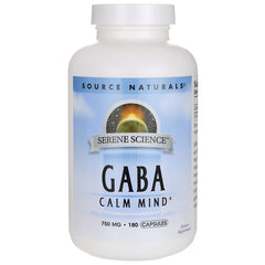 SN841 | Source Naturals Serene Science GABA Calm Mind 750 mg 180 capsules bottle front label