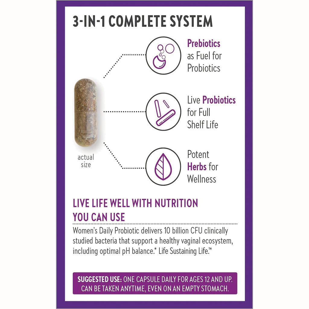 NWC322 | product infographic showing capsule actual size with callouts for prebiotics, live probiotics, and potent herbs - Thumbnail