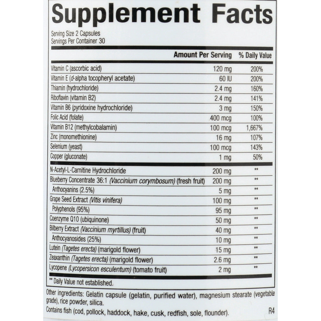 NFC150 | Supplement Facts panel listing vitamins, extracts, amounts per serving and other ingredients - Thumbnail
