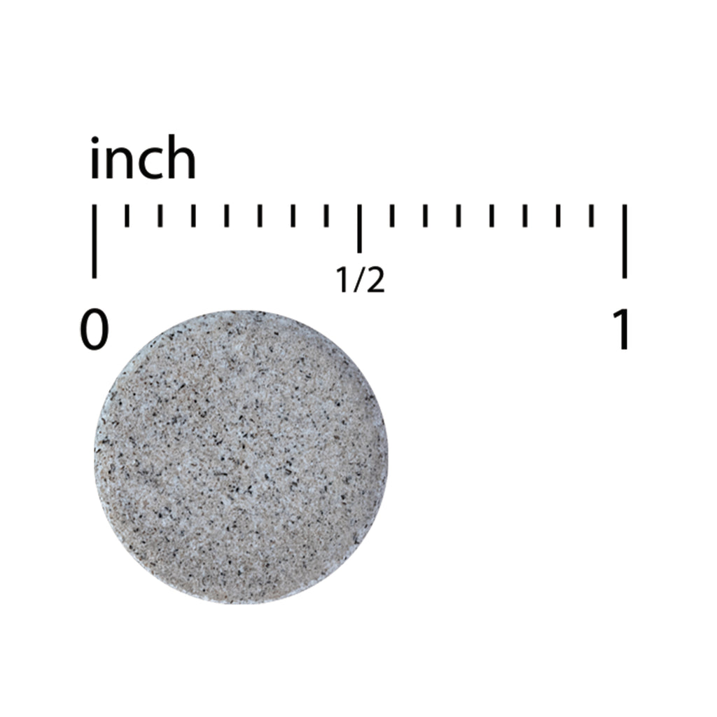 EUR066 | round gray speckled tablet next to inch scale showing diameter about 1 inch - Thumbnail