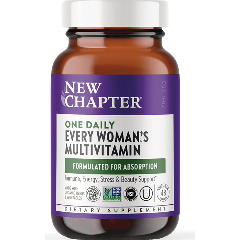 NWC144 | New Chapter One Daily Every Woman's Multivitamin brown bottle with purple label and white cap, 48 tablets - Thumbnail