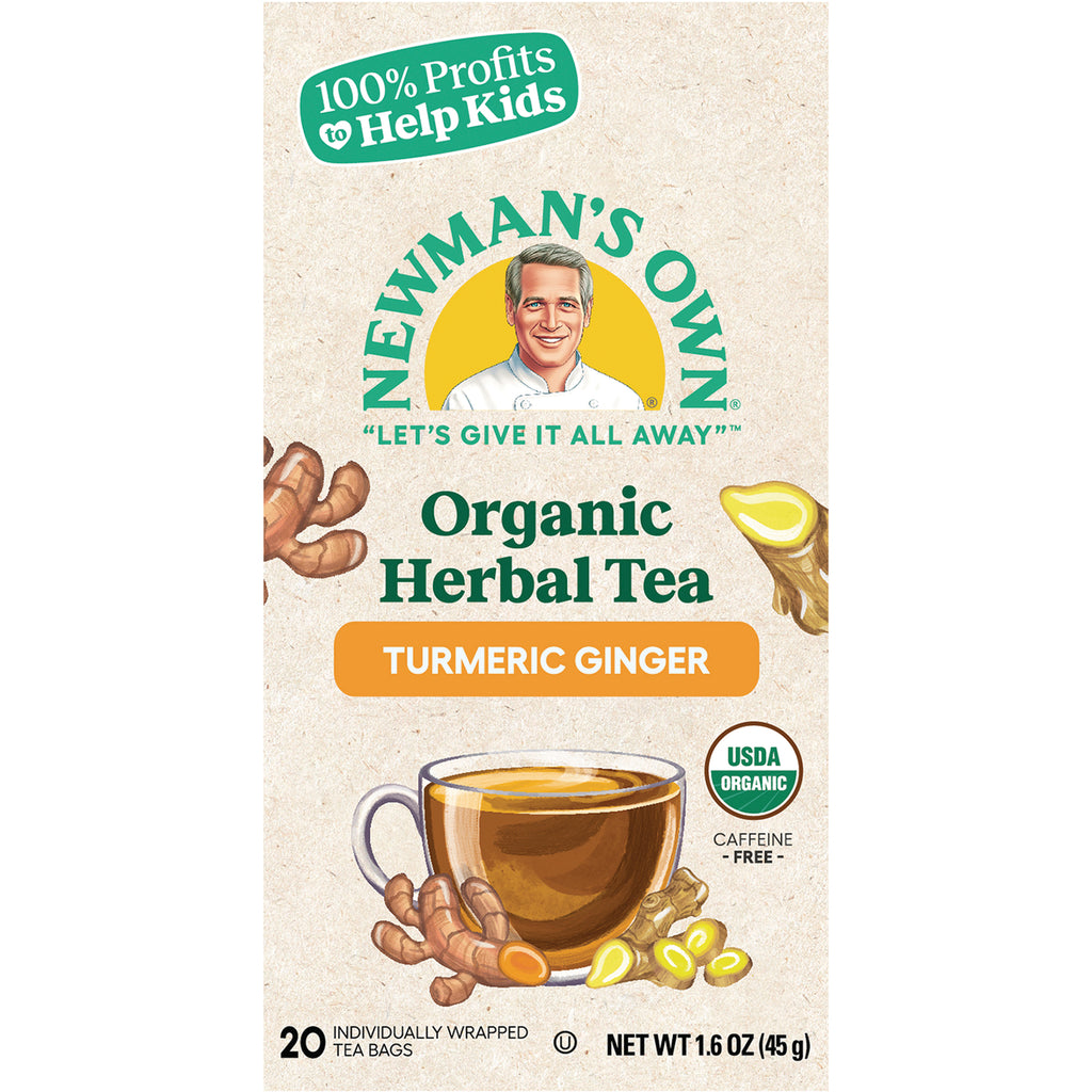 NWM042 | Newman's Own Organic Herbal Tea Turmeric Ginger box with cup illustration and USDA Organic seal - Thumbnail