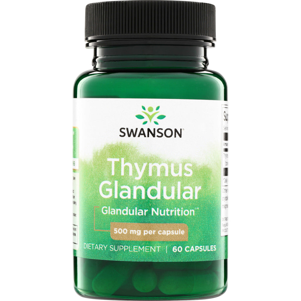 SW1227 | Swanson Thymus Glandular, 500 mg per capsule, 60 capsules bottle front - Thumbnail
