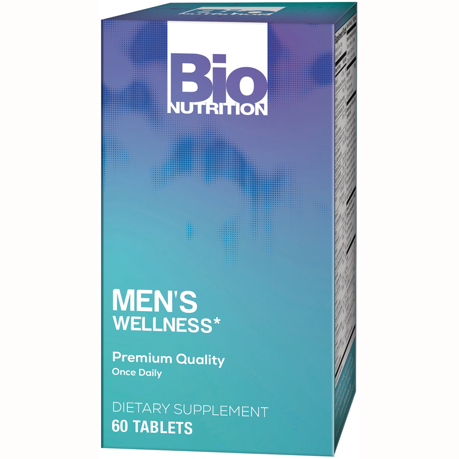 BNN081 | Bio Nutrition Men's Wellness dietary supplement box front, teal gradient packaging showing 60 tablets and Premium Quality Once Daily