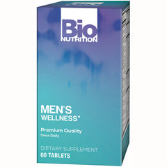 BNN081 | Bio Nutrition Men's Wellness dietary supplement box front, teal gradient packaging showing 60 tablets and Premium Quality Once Daily