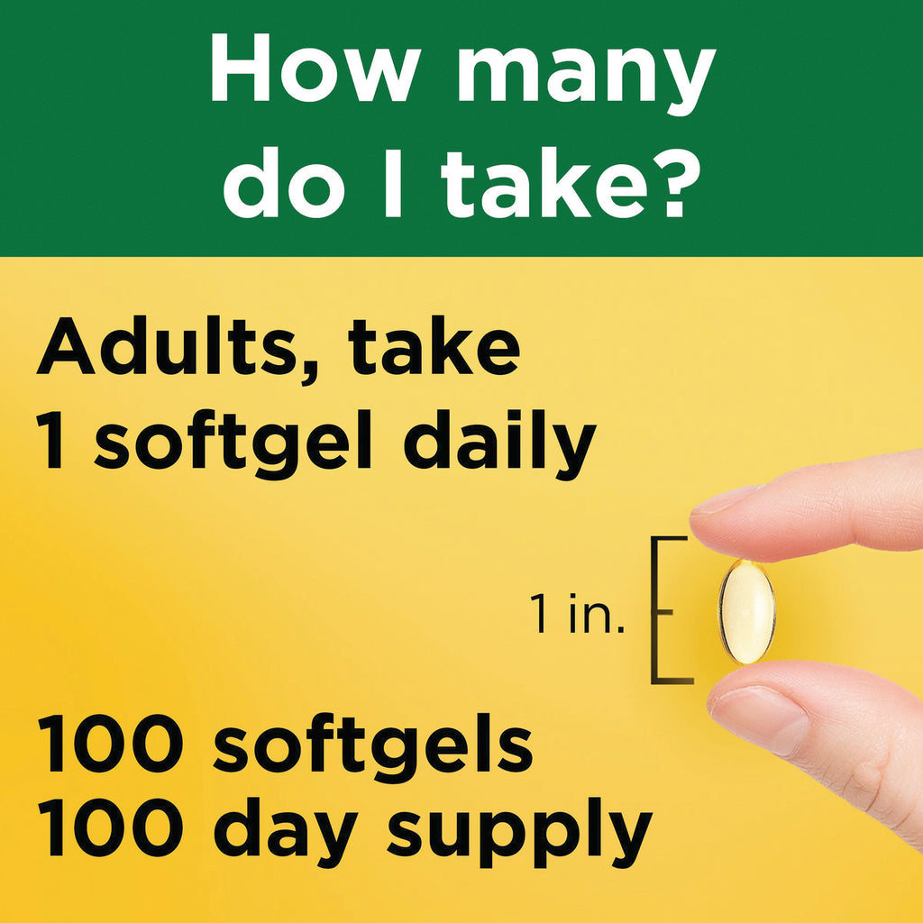 NTM178 | Adults take 1 softgel daily, hand holding 1 in. softgel with 100 softgels 100 day supply text - Thumbnail