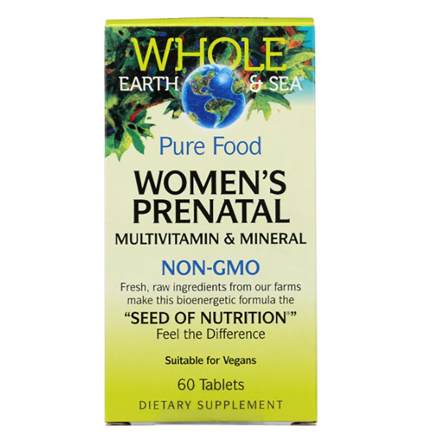 NFC192 | Whole Earth & Sea Pure Food Women's Prenatal multivitamin box, NON-GMO, 60 Tablets