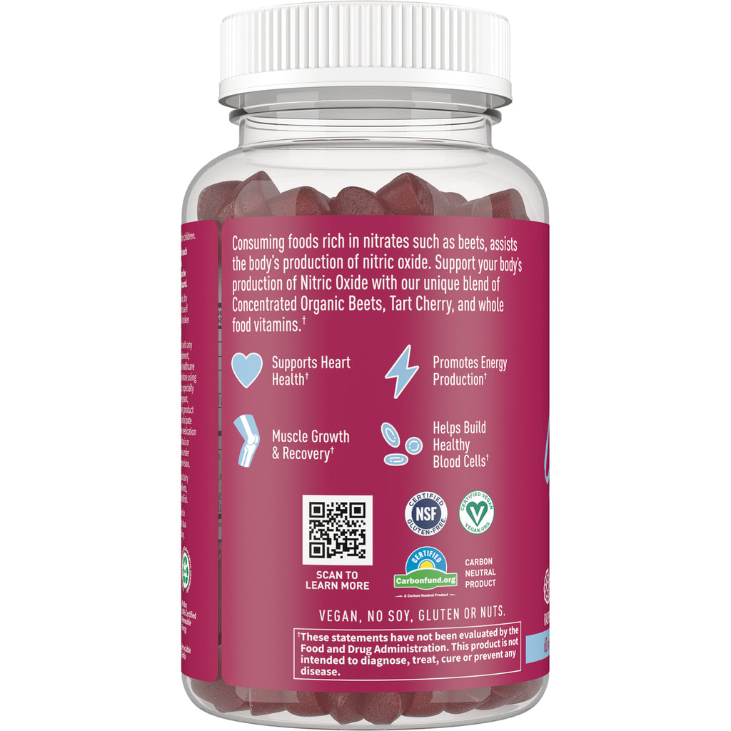 GLF347 | back label of clear bottle showing supplement benefits icons, QR code, vegan and certification logos - Thumbnail