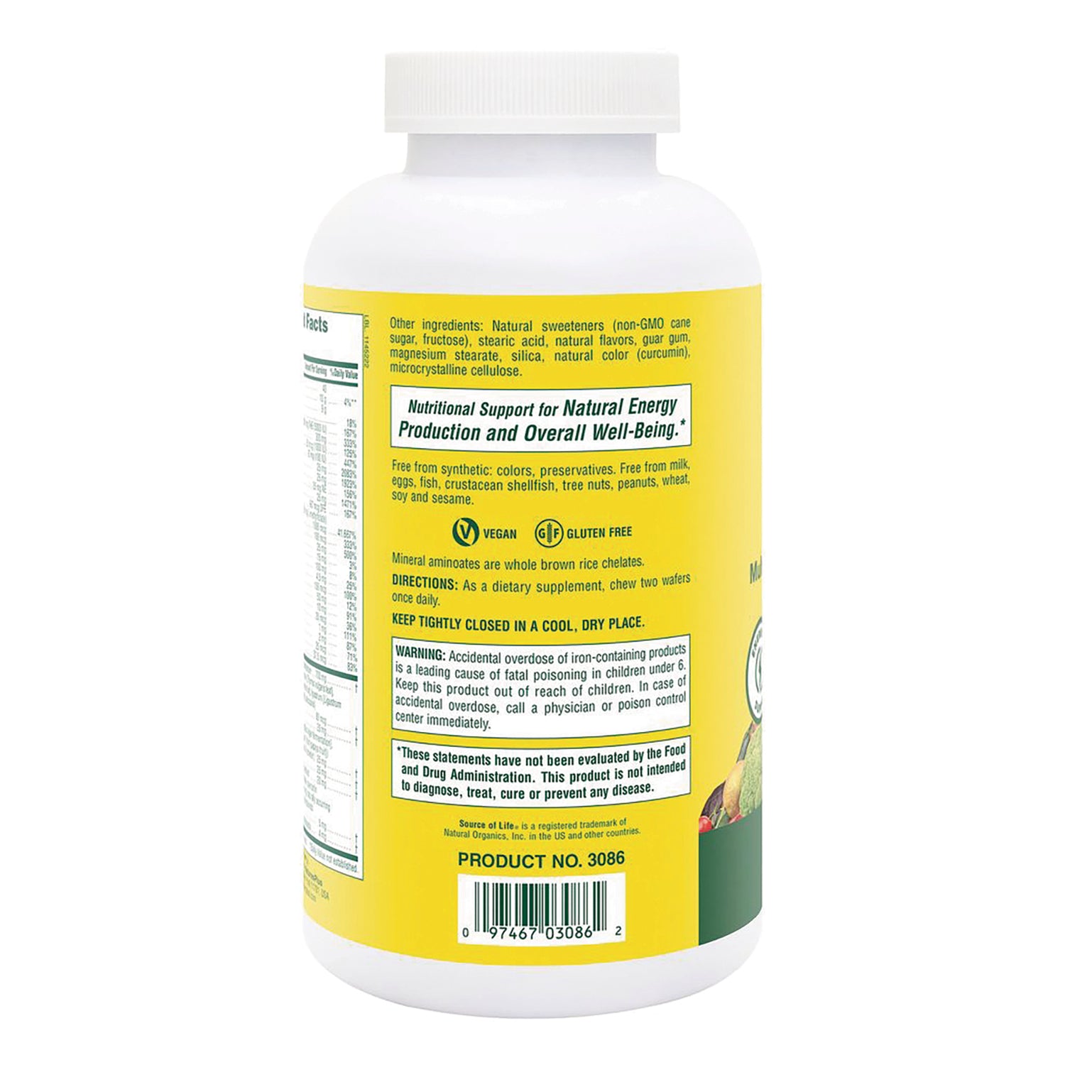 NTP060 | Back label of supplement bottle with other ingredients, directions and warnings