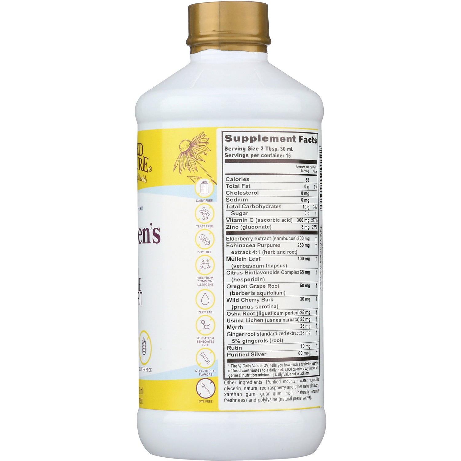 BTR016 | Back of white supplement bottle showing Supplement Facts nutrition panel and ingredient list