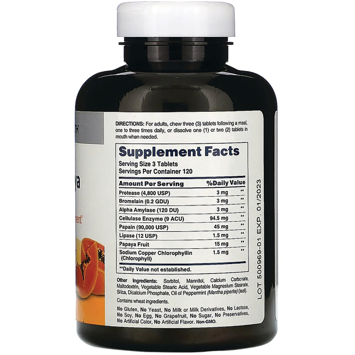 AM112 | Back label with Supplement Facts panel, directions, and ingredients