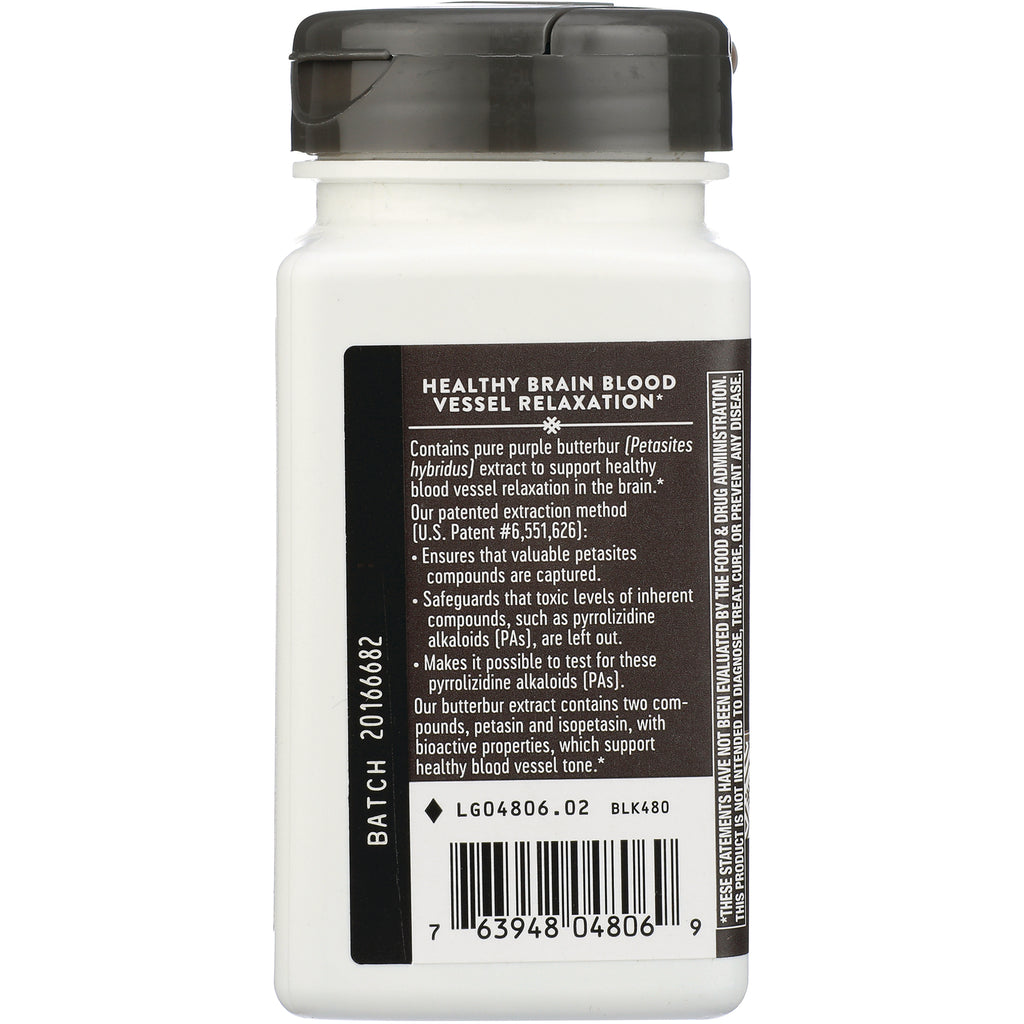 ET304 | back label of white supplement bottle with Healthy Brain Blood Vessel Relaxation text, batch number and barcode - Thumbnail