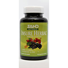 ZA181 | ZAND Naturals Insure Herbal Immune Support bottle, 120 vegetarian capsules, 120mg Vitamin C, Elderberry & Zinc