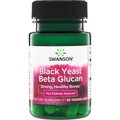 SWU905 | Swanson Black Yeast Beta Glucan supplement, Strong Healthy Bones, Featuring Polycan, 30 veggie caps front