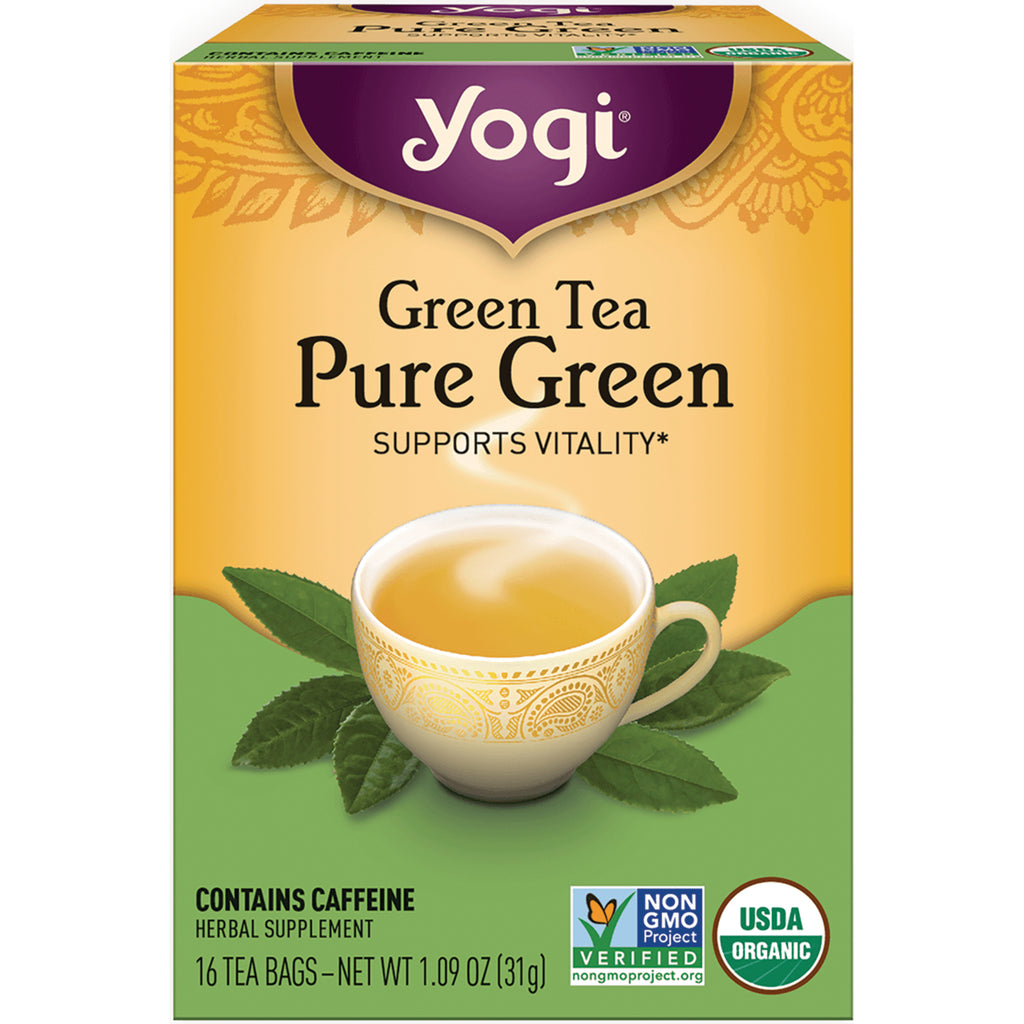 AHW009 | Yogi Green Tea Pure Green tea box, supports vitality, 16 tea bags, Non-GMO Project Verified, USDA Organic - Thumbnail