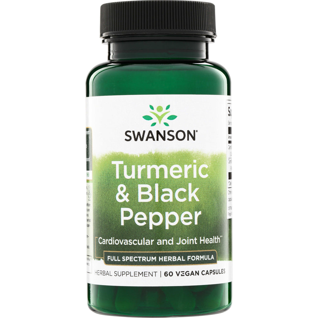 SW1613 | Swanson Turmeric & Black Pepper supplement bottle, 60 vegan capsules, Cardiovascular and Joint Health - Thumbnail
